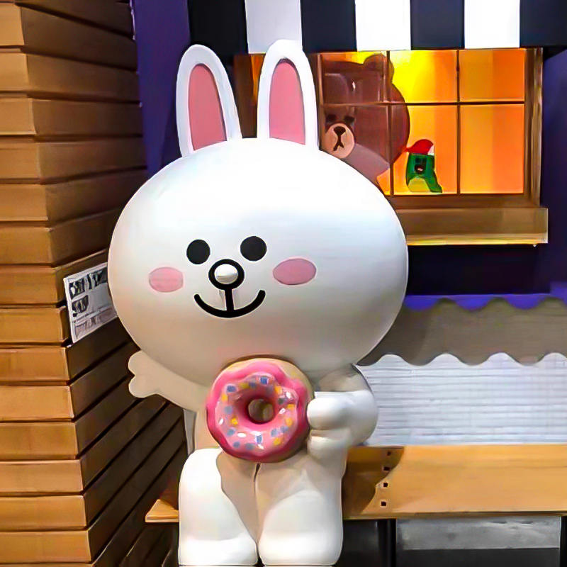 Brun Bear & Rabbit Cute Cartoon Statue - Håndlavet harpiksdyrskulptur, børneværelset indretning