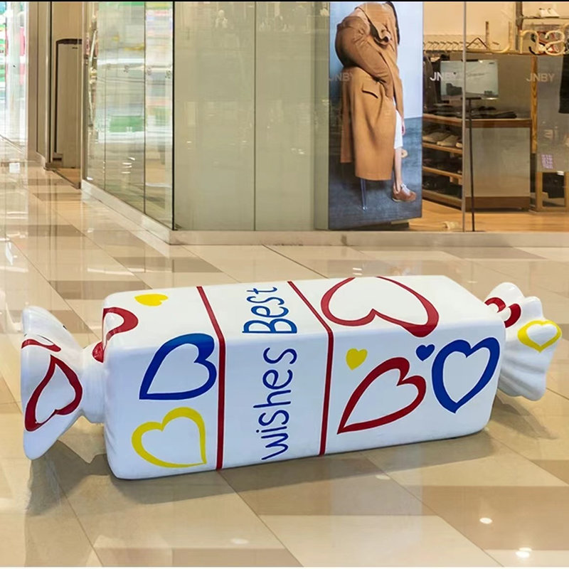 Candy stol glasfiberskulptur kommerciel center dekoration candy rekvisitter
